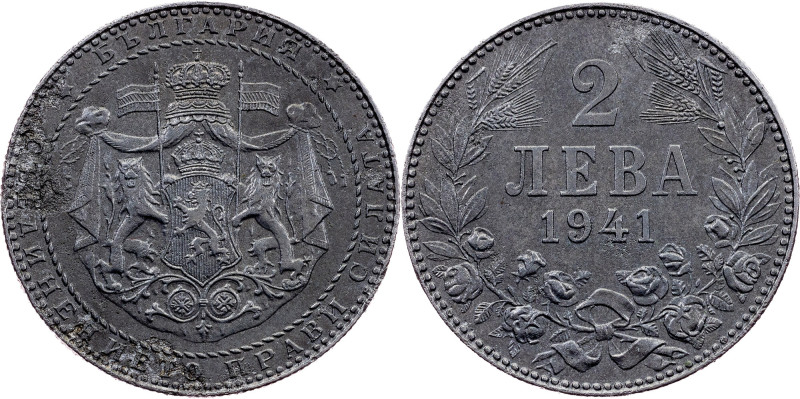 Bulgaria, 2 Leva 1941, Berlin Bulgaria, Boris III, 2 Leva 1941, Berlin, 4,962 g,...
