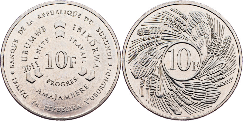 Burundi, 10 Francs 2011 Burundi, 10 Francs 2011, 6,211 g, Nickel plated steel, K...