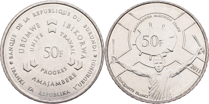 Burundi, 50 Francs 2011 Burundi, 50 Francs 2011, 7,335 g, Nickel plated steel, K...