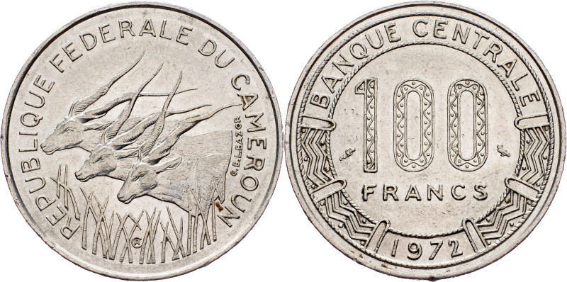 Cameroun, 100 Francs 1972, Paris Cameroun, 100 Francs 1972, Paris, Nickel, KM# 1...