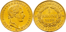 Franz Joseph I, 1 Krone 1858, E