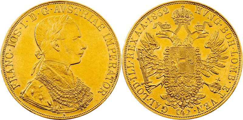 Franz Joseph I, 4 Dukat 1862, A Franz Joseph I, 4 Dukat 1862, A, 13,905 g, Gold ...