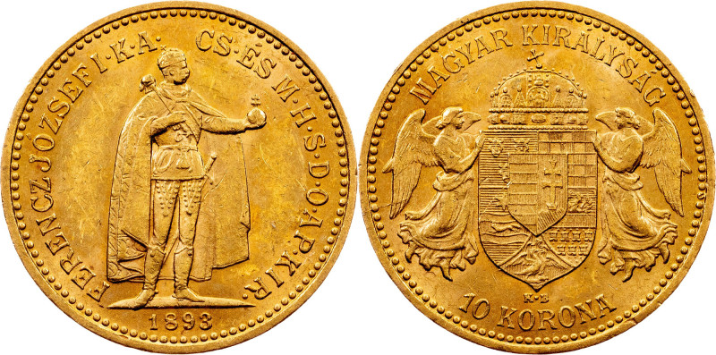 Franz Joseph I, 10 Korona 1893, KB, Kremnitz Franz Joseph I, 10 Korona 1893, KB,...