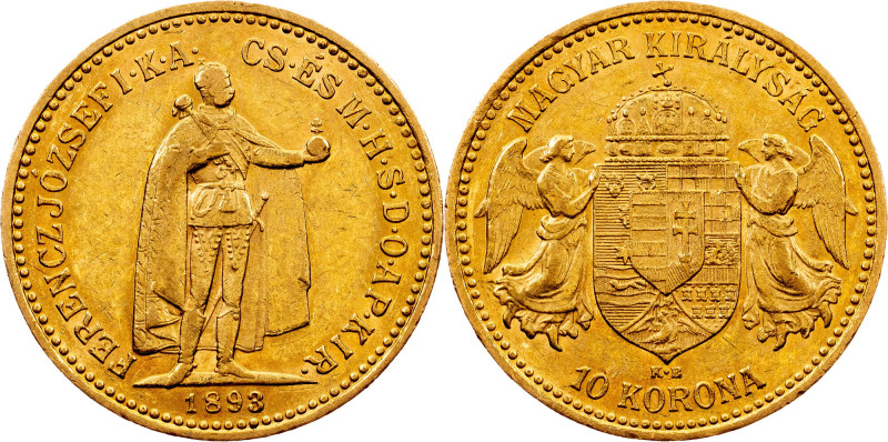 Franz Joseph I, 10 Korona 1893, KB, Kremnitz Franz Joseph I, 10 Korona 1893, KB,...