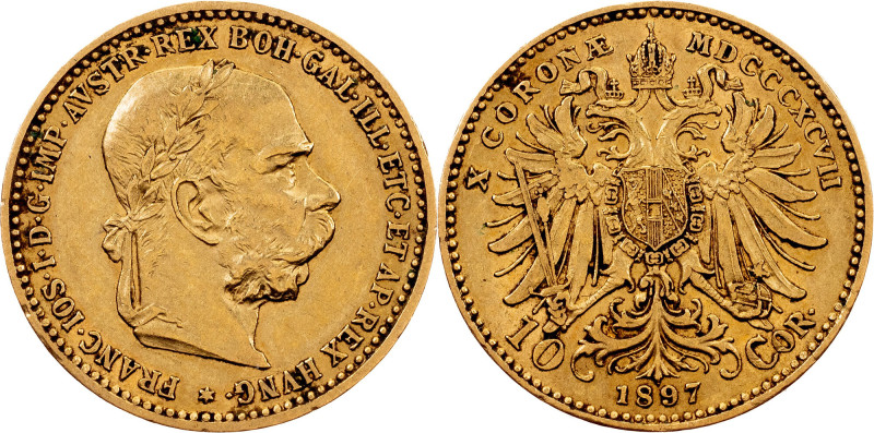 Franz Joseph I, 10 Kronen 1897, Vienna Franz Joseph I, 10 Kronen 1897, Vienna, 3...