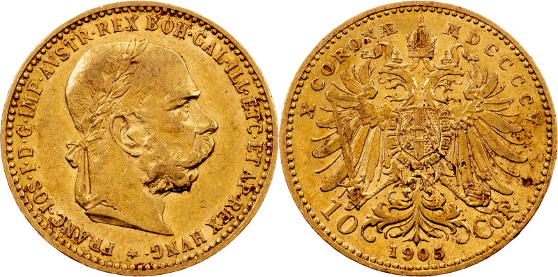 Franz Joseph I, 10 Kronen 1905, Vienna Franz Joseph I, 10 Kronen 1905, Vienna, 3...