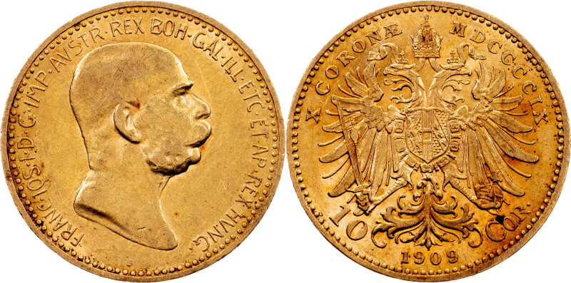 Franz Joseph I, 10 Kronen 1909, Vienna Franz Joseph I, 10 Kronen 1909, Vienna, 3...