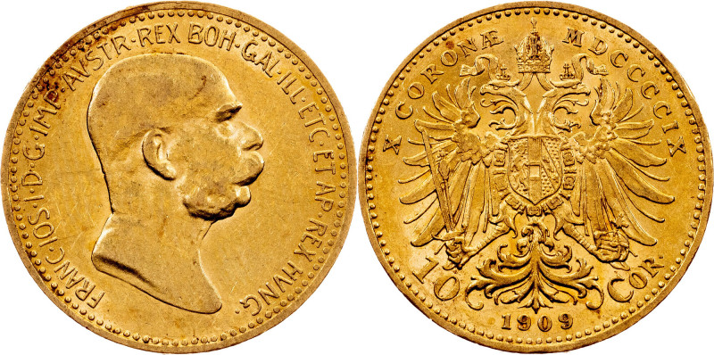 Franz Joseph I, 10 Kronen 1909, Vienna Franz Joseph I, 10 Kronen 1909, Vienna, 3...