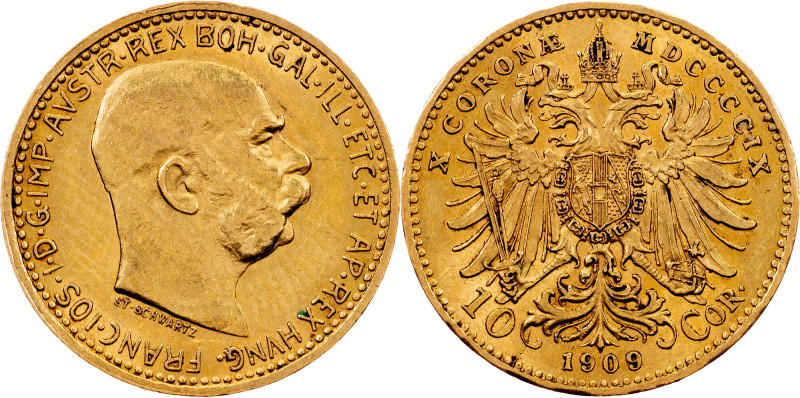 Franz Joseph I, 10 Kronen 1909, Vienna Franz Joseph I, 10 Kronen 1909, Vienna, 3...
