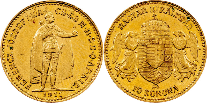 Franz Joseph I, 10 Korona 1911, KB, Kremnitz Franz Joseph I, 10 Korona 1911, KB,...