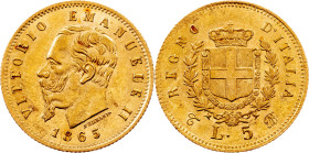 Vittorio Emanuele II, 5 Lire 1865, Turin