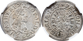 Leopold I, 3 Kreuzer 1667, KB, Kremnitz