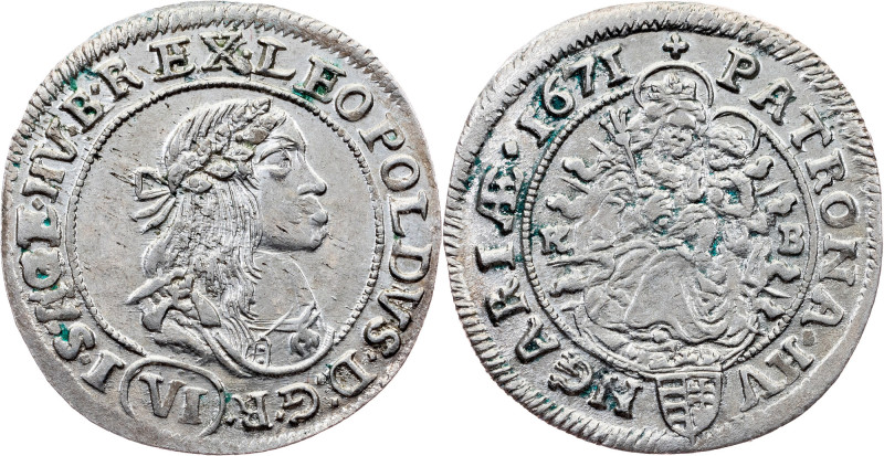 Leopold I, 6 Kreuzer 1671, KB, Kremnitz Leopold I, 6 Kreuzer 1671, KB, Kremnitz,...