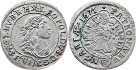 Leopold I, 6 Kreuzer 1671, KB, Kremnitz