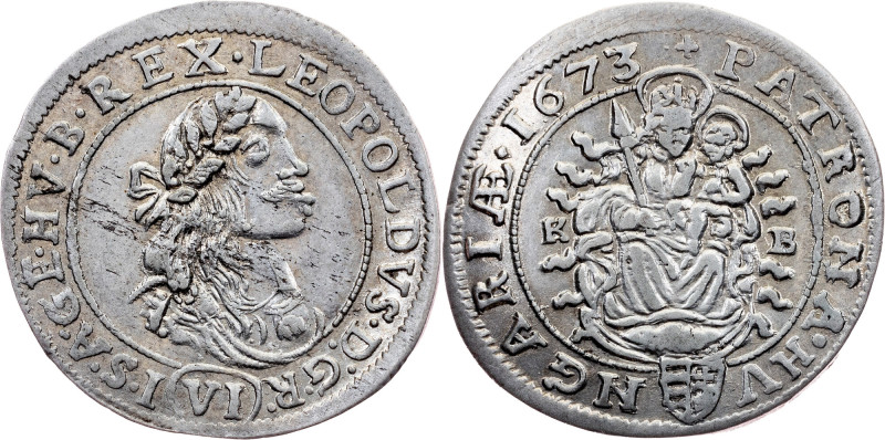 Leopold I, 6 Kreuzer 1673, KB, Kremnitz Leopold I, 6 Kreuzer 1673, KB, Kremnitz,...