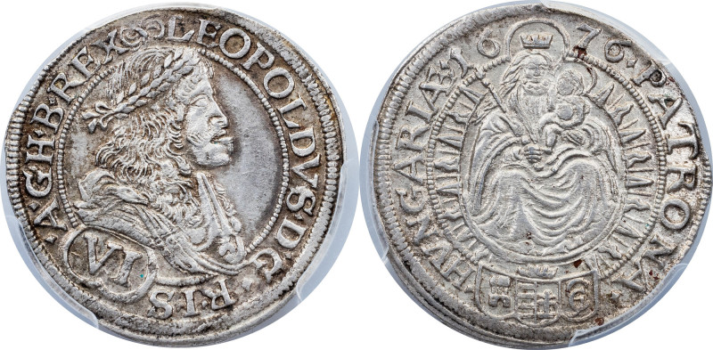 Leopold I, 6 Kreuzer 1676, Pressburg Leopold I, 6 Kreuzer 1676, Pressburg, Silve...