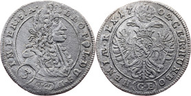 Leopold I, 3 Kreuzer 1702, Prague