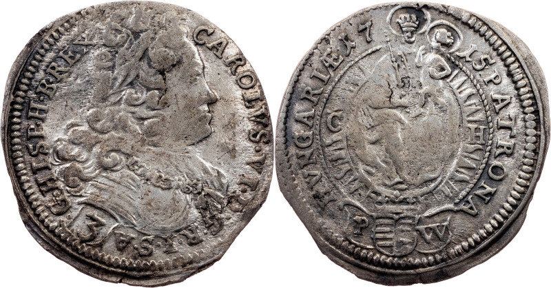 Charles VI, 3 Kreuzer 1715, CH, Pressburg Charles VI, 3 Kreuzer 1715, CH, Pressb...