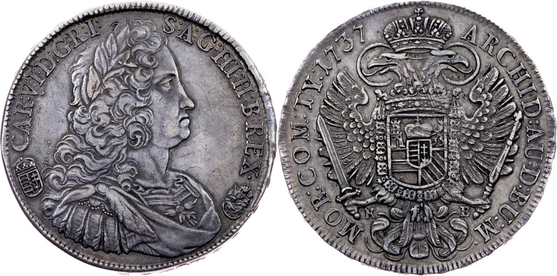 Charles VI, 1 Thaler 1737, KB, Kremnitz Charles VI, 1 Thaler 1737, KB, Kremnitz,...
