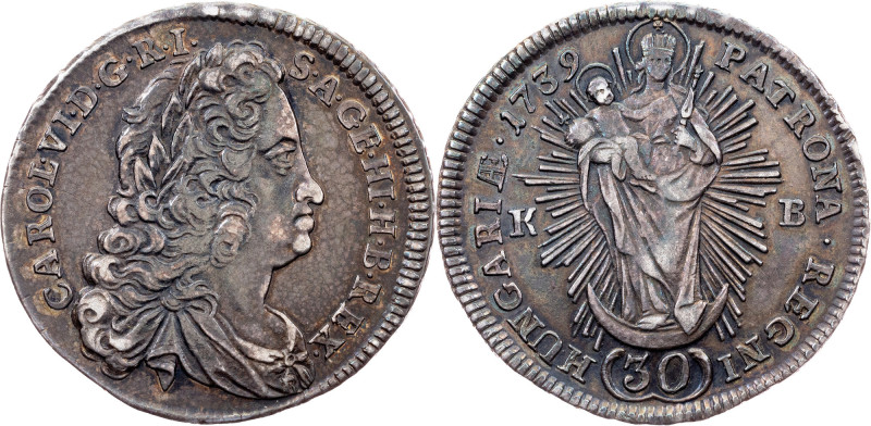 Charles VI, 30 Kreuzer 1739, KB, Kremnitz Charles VI, 30 Kreuzer 1739, KB, Kremn...