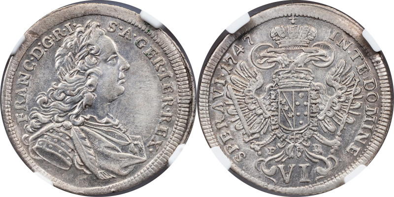 Franz I Stephan, 6 Kreuzer 1747, PR, Prague - extremely rare! Franz I Stephan, 6...