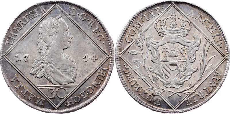 Maria Theresia, 30 Kreuzer 1744, Vienna Maria Theresia, 30 Kreuzer 1744, Vienna,...