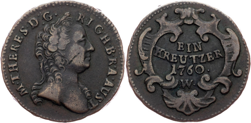 Maria Theresia, Ein Kreuzer 1760, W Maria Theresia, Ein Kreuzer 1760, W, 11,371 ...