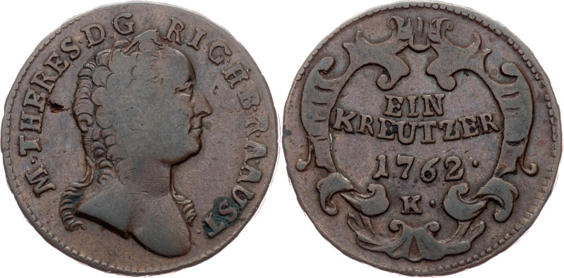 Maria Theresia, Ein Kreuzer 1762, K Maria Theresia, Ein Kreuzer 1762, K, 10,696 ...