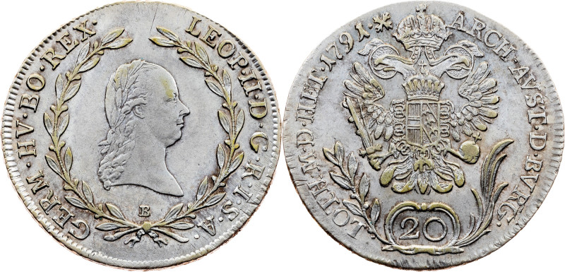 Leopold II, 20 Kreuzer 1791, B, Kremnitz Leopold II, 20 Kreuzer 1791, B, Kremnit...