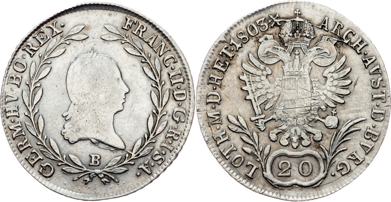 Franz I (II), 20 Kreuzer 1803, B Franz I (II), 20 Kreuzer 1803, B, 6,532 g, Silv...