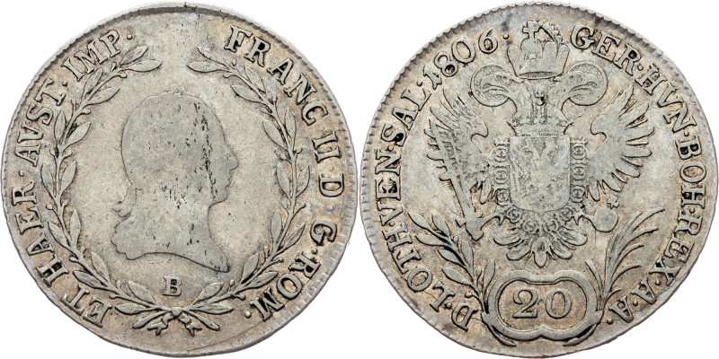 Franz I (II), 20 Kreuzer 1806, B Franz I (II), 20 Kreuzer 1806, B, 6,588 g, Silv...