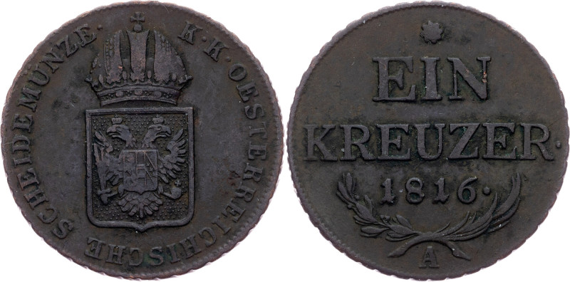 Franz I (II), 1 Kreuzer 1816, A Franz I (II), 1 Kreuzer 1816, A, 8,411 g, Copper...