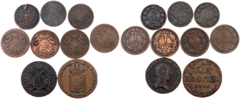 Franz Joseph I, Lot Franz Joseph I, Lot, Lot of 9pcs, added some Franz I. (II.) ...