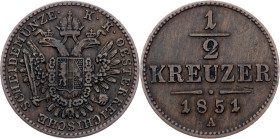 Franz Joseph I, 1/2 Kreuzer 1851, A