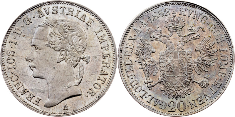 Franz Joseph I, 20 Kreuzer 1852, A Franz Joseph I, 20 Kreuzer 1852, A, 6,701 g, ...