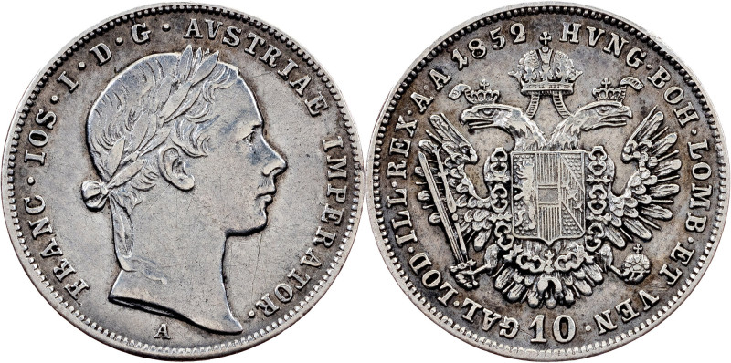 Franz Joseph I, 10 Kreuzer 1852, A Franz Joseph I, 10 Kreuzer 1852, A, 2,132 g, ...
