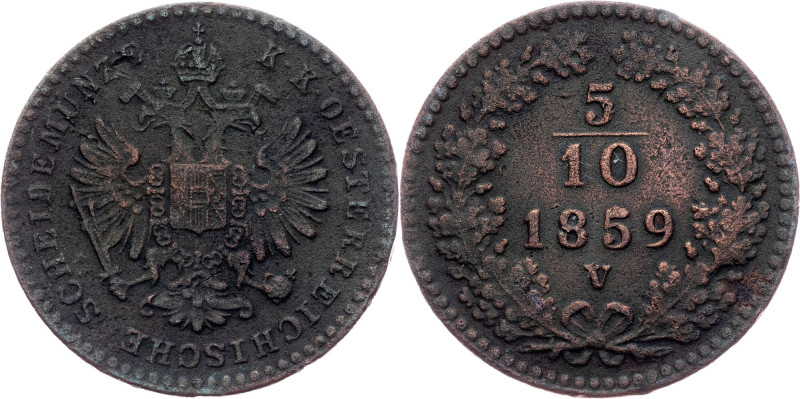 Franz Joseph I, 5/10 Kreuzer 1859, V Franz Joseph I, 5/10 Kreuzer 1859, V, 1,662...