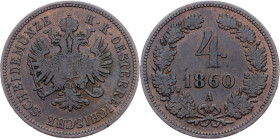 Franz Joseph I, 4 Kreuzer 1860, A