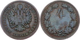 Franz Joseph I, 4 Kreuzer 1860, B