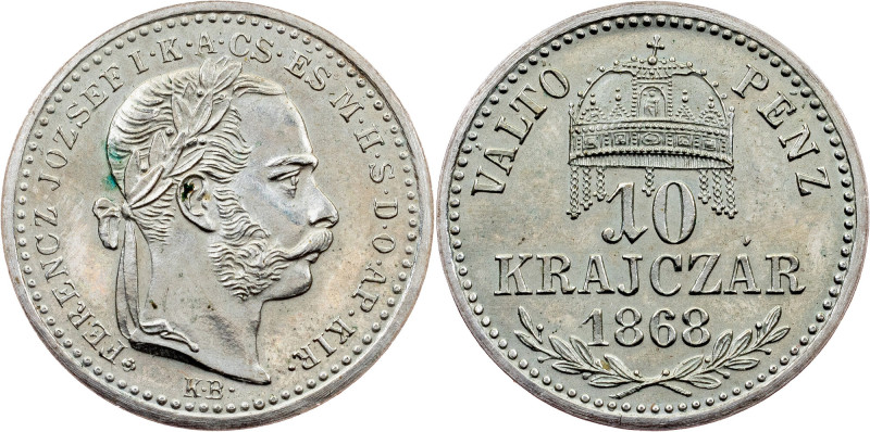 Franz Joseph I, 10 Krajczár 1868, KB, Kremnitz - ARTEX Franz Joseph I, 10 Krajcz...