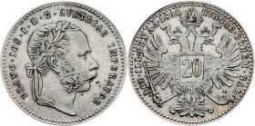 Franz Joseph I, 20 Kreuzer 1868, Vienna