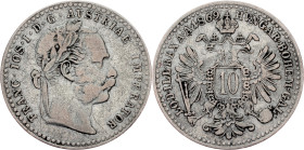 Franz Joseph I, 10 Kreuzer 1869, Vienna