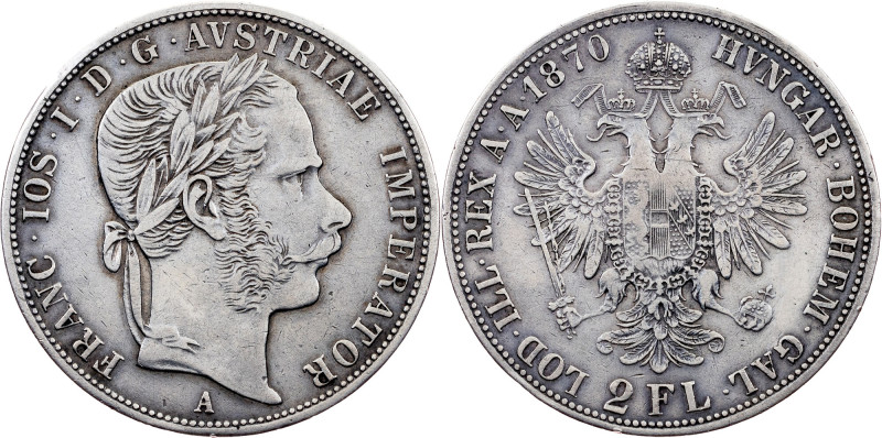 Franz Joseph I, 2 Gulden 1870, A, Vienna Franz Joseph I, 2 Gulden 1870, A, Vienn...