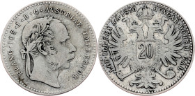 Franz Joseph I, 20 Kreuzer 1870, Vienna