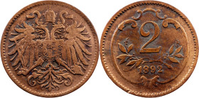 Franz Joseph I, 2 Heller 1892, Vienna