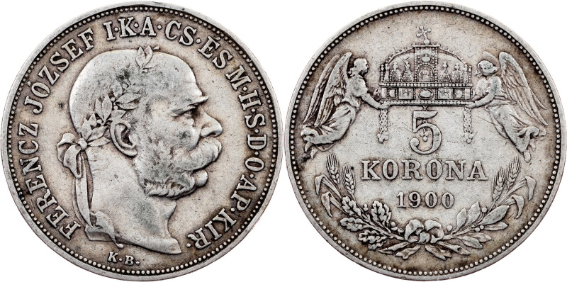 Franz Joseph I, 5 Korona 1900, KB, Kremnitz Franz Joseph I, 5 Korona 1900, KB, K...