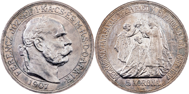 Franz Joseph I, 5 Korona 1907, KB, Kremnitz Franz Joseph I, 5 Korona 1907, KB, K...