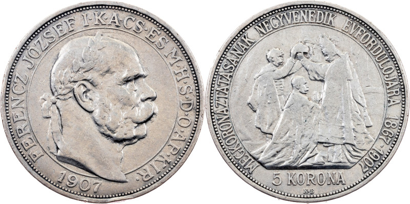 Franz Joseph I, 5 Korona 1907, KB, Kremnitz Franz Joseph I, 5 Korona 1907, KB, K...