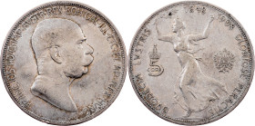 Franz Joseph I, 5 Kronen 1908, Vienna