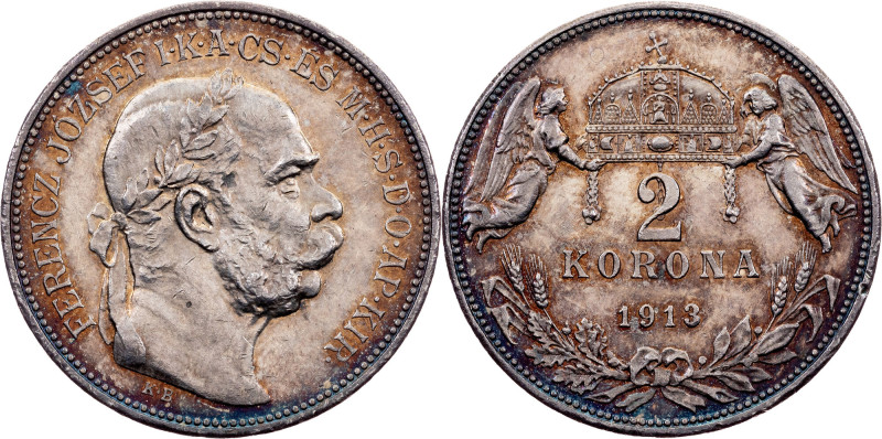 Franz Joseph I, 2 Korona 1913, KB, Kremnitz Franz Joseph I, 2 Korona 1913, KB, K...